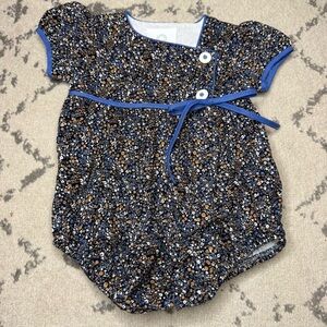 NWT THE PROPER PEONY Blue Floral Corduroy Summer Bubble Romper